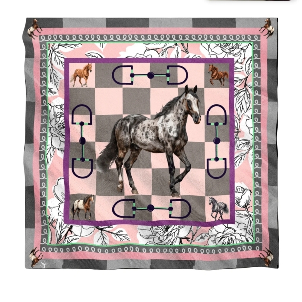 Sassy Jones Equestrian Print Silk Scarf